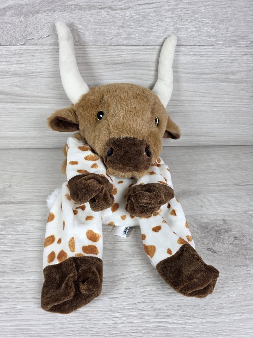 Lenni the Longhorn Plush Bull Spotted Stuffed Bear Factory Brown Unstuffed SU64